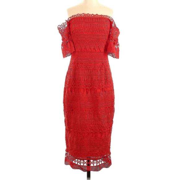 Free People × Saylor Mariah Red Lace Dress - Picture 2 of 5